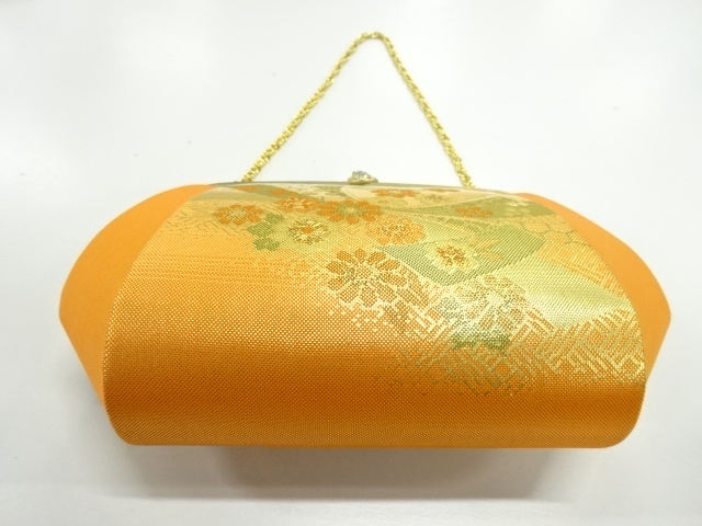  リサイクル　束ね熨斗に花模様織出し和装バッグ